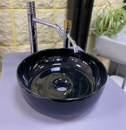 Раковина накладная, без перелива, без отверстий, цвет черный глянцевый, Scarabeo Glam - 1808 35