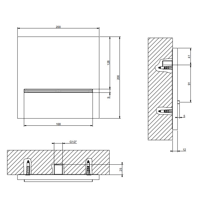 Верхний душ 20см., настенный, каскадный, Gessi Cascata, mirror steel арт. 20295#238