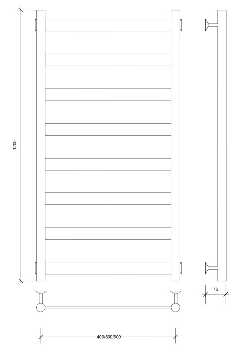 Полотенцесушитель водяной 120x50 Комано 2 (черный) Secado арт. 4603777441364