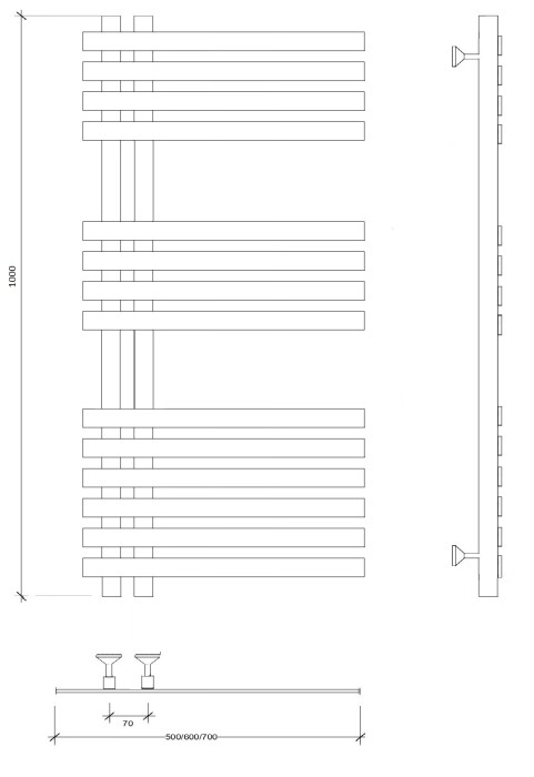 Полотенцесушитель водяной 100x7x60 Коредо (черный) Secado арт. 4673739253663