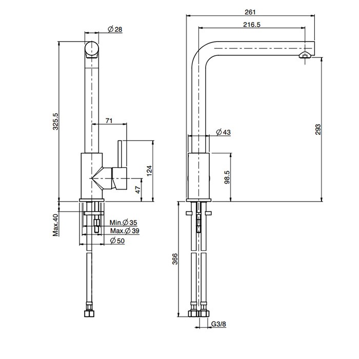 Fima Carlo Frattini Смеситель для кухни, на 1 отв., Kitchen, F7024/BINOX цвет: нержавеющая сталь