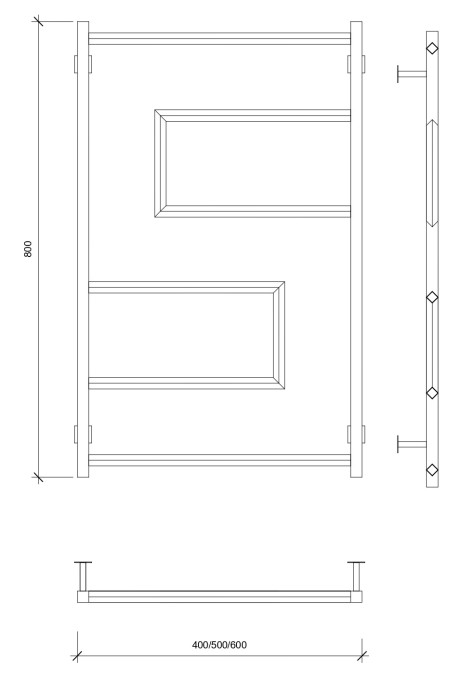 Полотенцесушитель водяной 80x40 Рабби (черный) Secado арт. 4673739252819