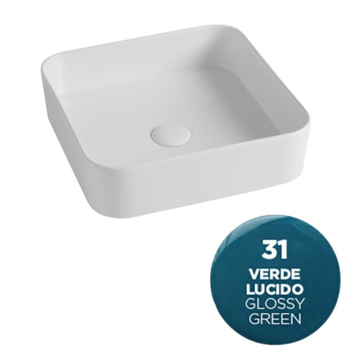 Накладная раковина, 40x40x11.5 см, Olympia ceramica Smash, зеленый глянцевый арт. SMA42QU4031