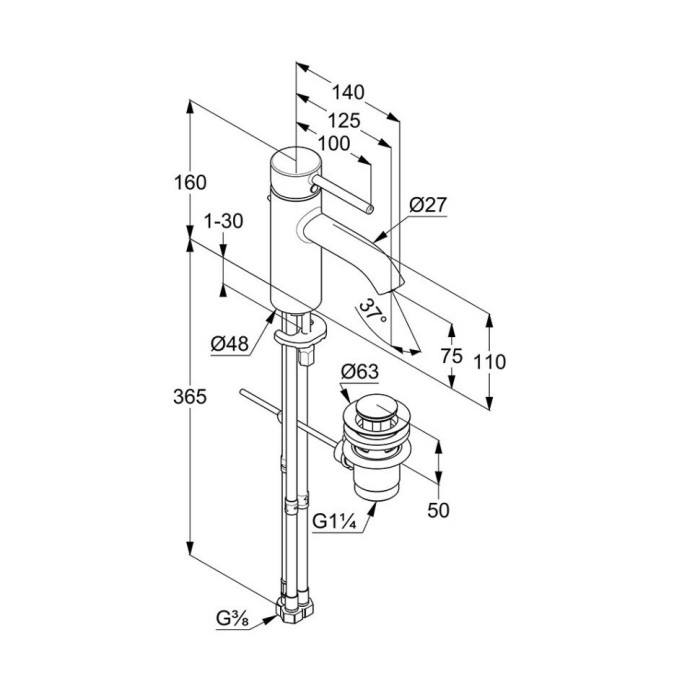 Смеситель для умывальника, bozz Kludi, хром - 382770576