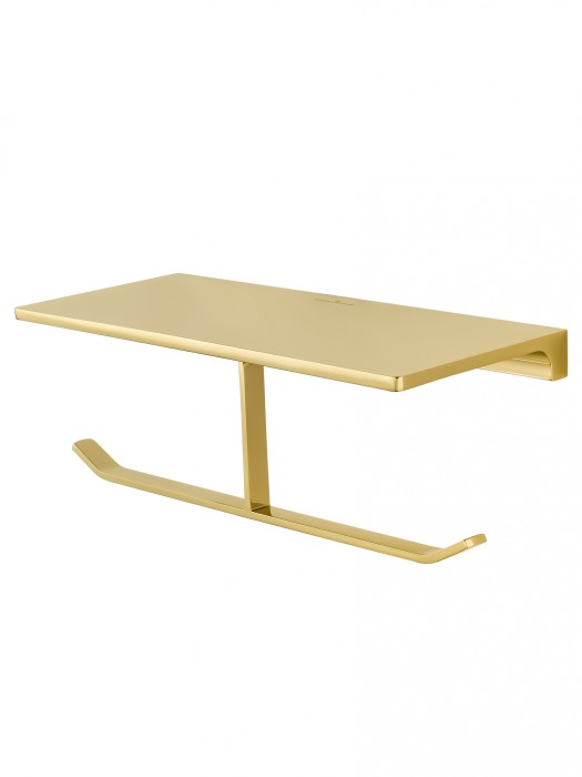 Двойной держатель для туалетной бумаги с полкой, Wonzon &amp; Woghand Eclipse, WW-9156-LG цвет: золото