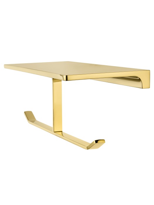 Двойной держатель для туалетной бумаги с полкой, Wonzon & Woghand Eclipse, WW-9156-LG цвет: золото