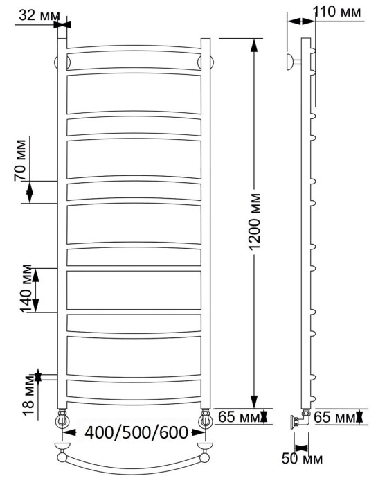 Полотенцесушитель водяной латунный 60x120 Милан 2 (бронза) Secado арт. 4603777459598
