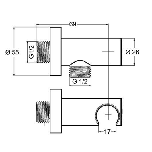 Подключение для душевого шланга с держателем лейки, Kludi, брашированное золото - 60547n0-00