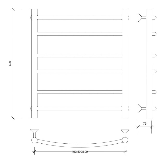Полотенцесушитель водяной 60x50 Милан 2 (черный) Secado арт. 4673739226599