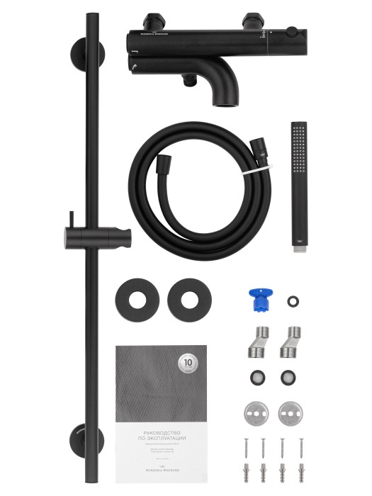 Смеситель для ванны с душевым гарнитуром и термостатом, Wonzon & Woghand Loop, WW-311-00-508 цвет: черный