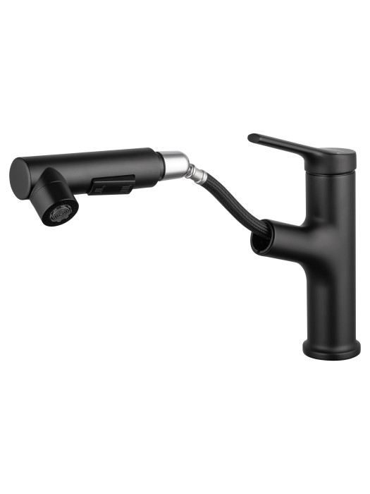 Смеситель для раковины с выдвижным изливом, Wonzon & Woghand, WW-A40862-MB цвет: черный