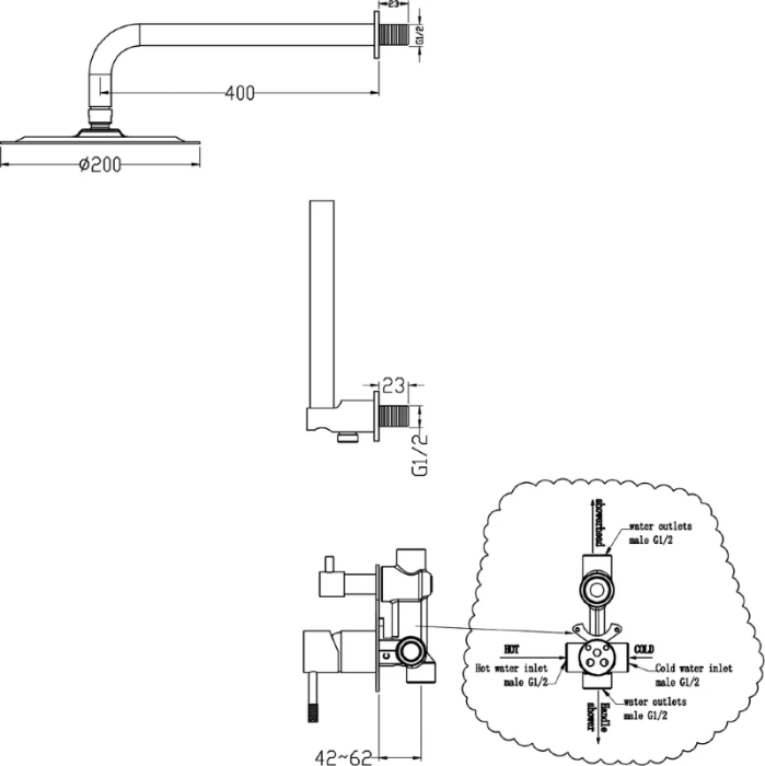 Душевой комплект, белый, Uno Boheme 464-MW