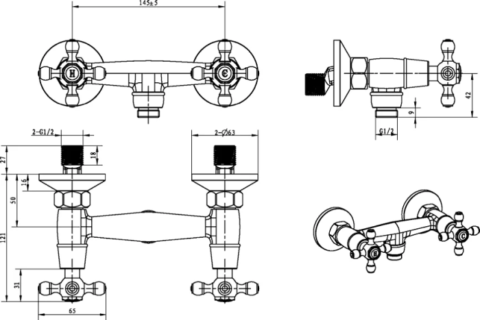Смеситель для душа, бронза, Satine Boheme 314-ST