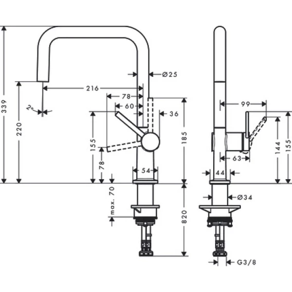 Смеситель для кухни, Eco, Hansgrohe Talis M54, черный арт. 72844670