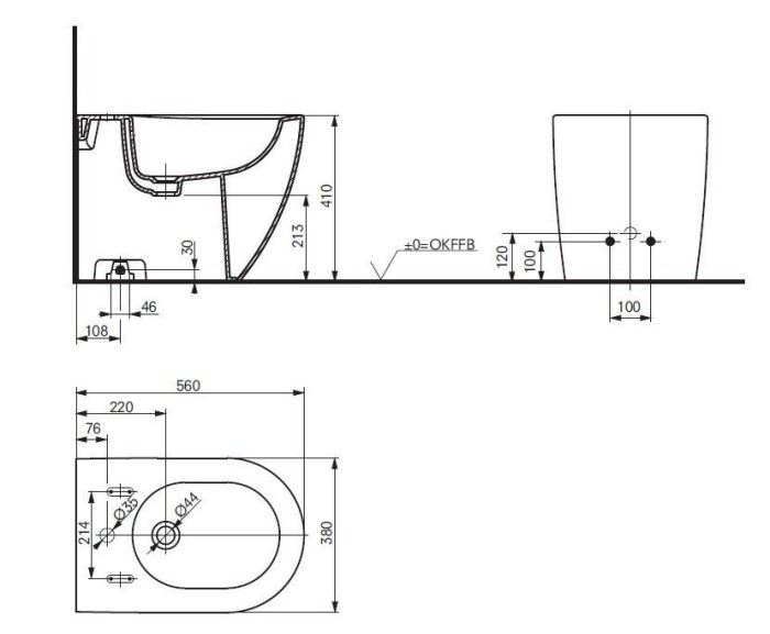 Биде напольное, NC/R TOTO, BW761B цвет: белый