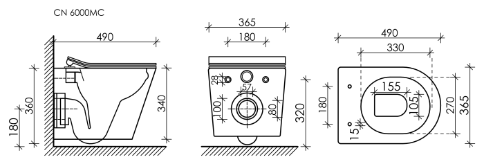 Подвесной унитаз с сиденьем Ceramicanova Balearica, коричневый арт. CN6000MC