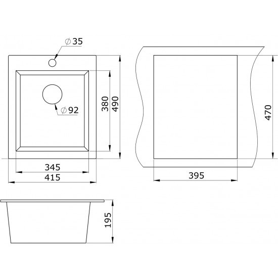 Мойка для кухни гранит 415х490 Paulmark KANTE 40, серый - PM104249-GR
