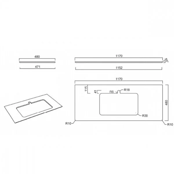 Столешница из керамогранита Риальто 120см, Plaza Kerama Marazzi, бежевый - PL2.SG560420R\120