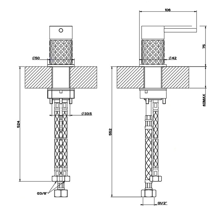Рычаг удаленного управления, Gessi Intreccio, шлифованная сталь арт. 54105#239
