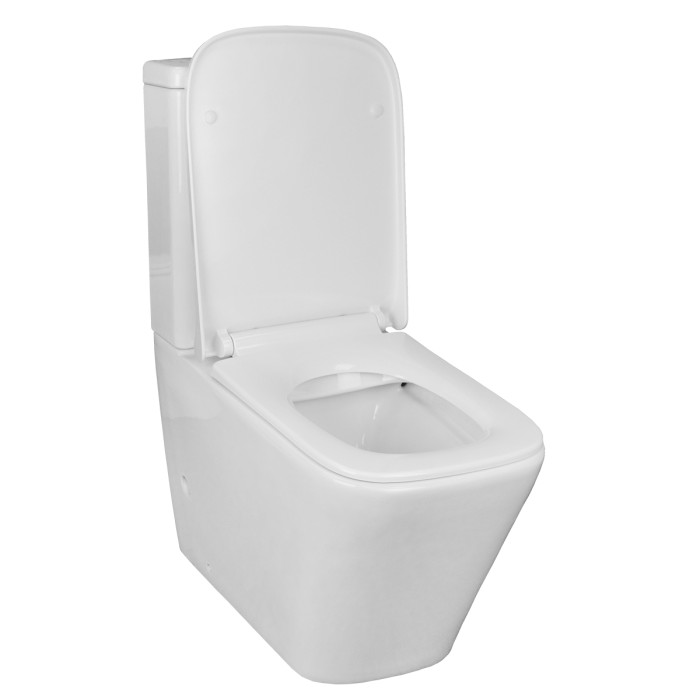 Унитаз-компакт 605x340x810 напольный, безободковый с сидением микролифт и арматурой, белый, Azario Quadro арт. AZ-2175