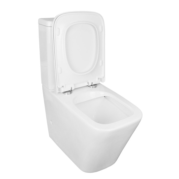 Унитаз-компакт 605x340x810 напольный, безободковый с сидением микролифт и арматурой, белый, Azario Quadro арт. AZ-2175