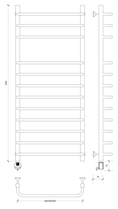 Полотенцесушитель электрический 120x60 Мерида 5 Secado арт. 4673739237069