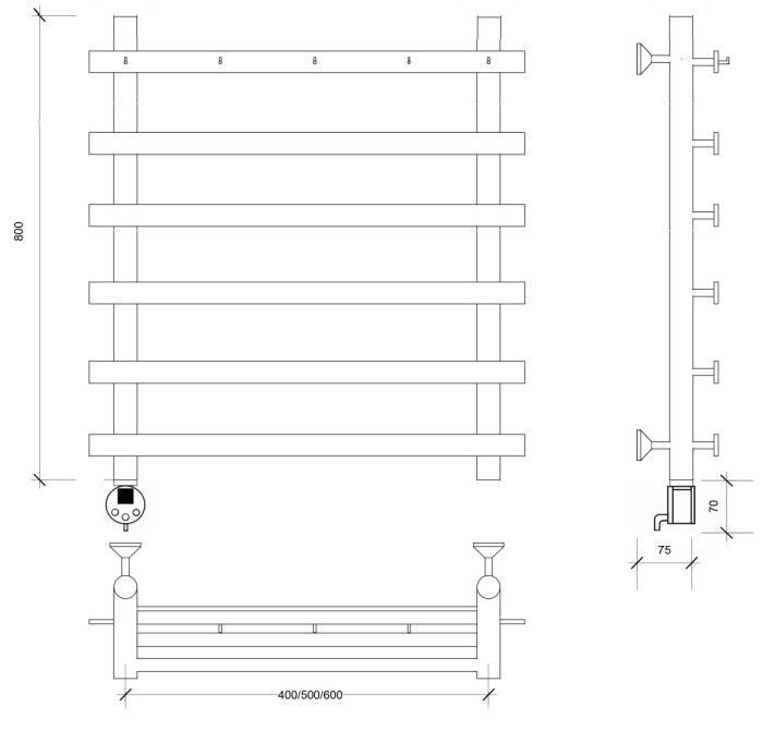 Полотенцесушитель электрический 80x50 Понтида 1 К Secado арт. 4673739239384