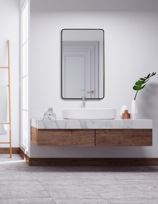 Зеркало INCANTO-3 600х1000 часы, подогрев, подсветка с диммером, сенсорный выключатель, Azario Incanto - LED-00002537