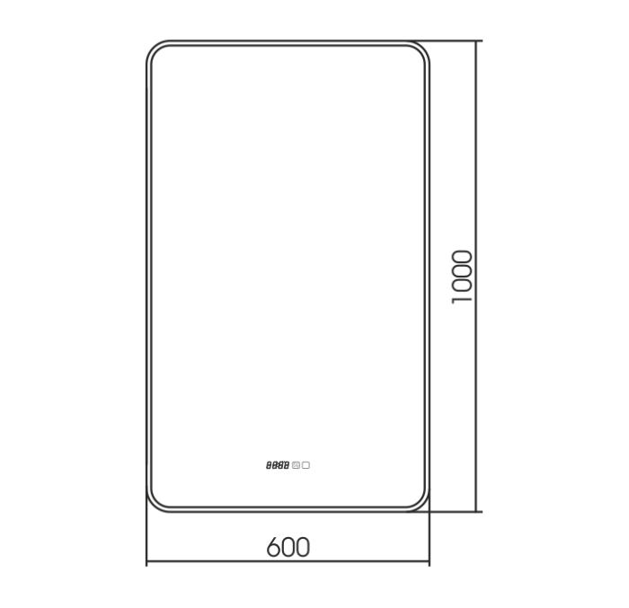 Зеркало INCANTO-3 600х1000 часы, подогрев, подсветка с диммером, сенсорный выключатель, Azario Incanto - LED-00002537
