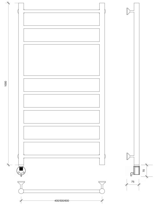 Полотенцесушитель электрический 100x40 Триада 5 Secado арт. 4673739243619
