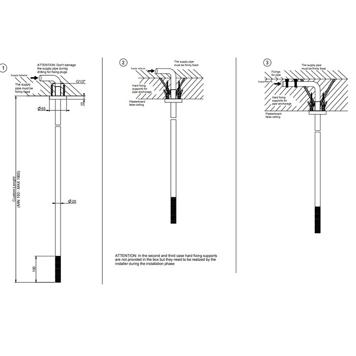 Излив потолочный для удаленного управления, длина под заказ(365-1900мм), Gessi 316, brushed black metal pvd арт. 54396#707