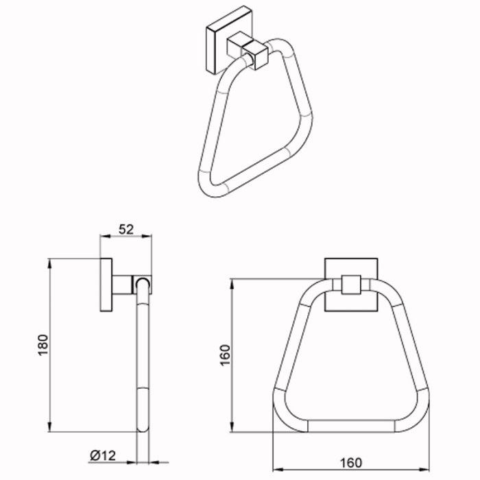 Полотенцедержатель, хром, Azario Rina - AZ-87011