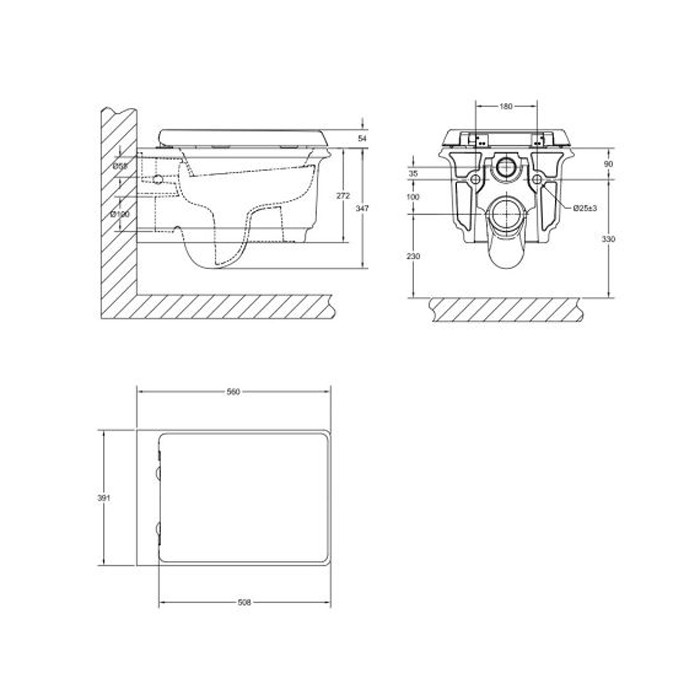 Унитаз подвесной 39.1х50.8см, в комплекте с сиденьем Soft Close и сифоном, Gessi Eleganza, белый арт. 46753#518