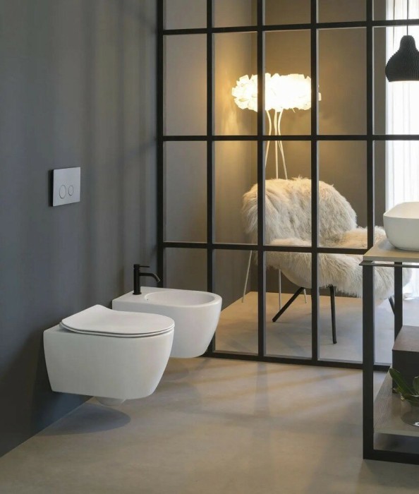 Подвесное биде с одним отверстием цвет белый матовый, Scarabeo Glam - 5202 41