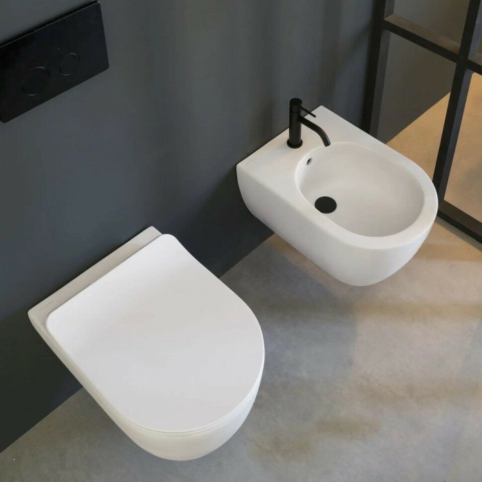 Подвесное биде с одним отверстием цвет белый матовый, Scarabeo Glam - 5202 41