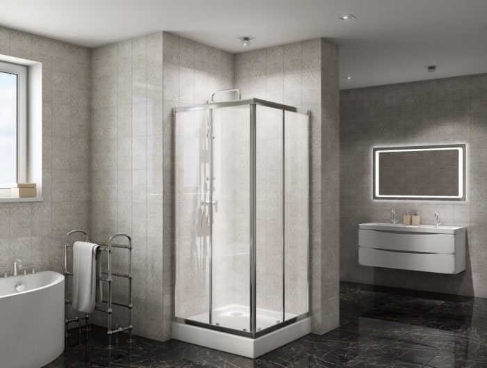 Душевой уголок 90x190 BelBagno, глянцевый хром, Due арт. DUE-A-2-90-C-Cr