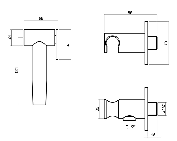 Гигиенический душ Cisal Xion со смесителем цвет нержавеющая сталь арт. XI007915D1+XI000304D1