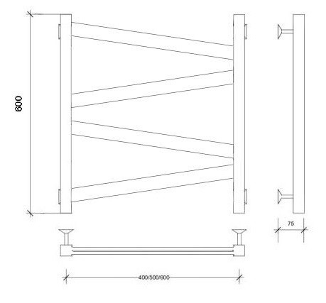 Полотенцесушитель водяной 60x60 Мирано плюс (черный) Secado арт. 4673739246733