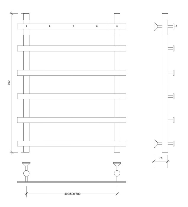 Полотенцесушитель водяной 80x40 Понтида 1 К (хром) Secado арт. 4603759401928
