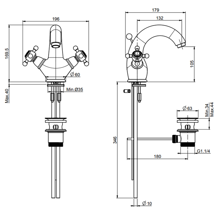 Fima Carlo Frattini Смеситель на раковину, Elizabeth, F5091/2OR цвет: золото