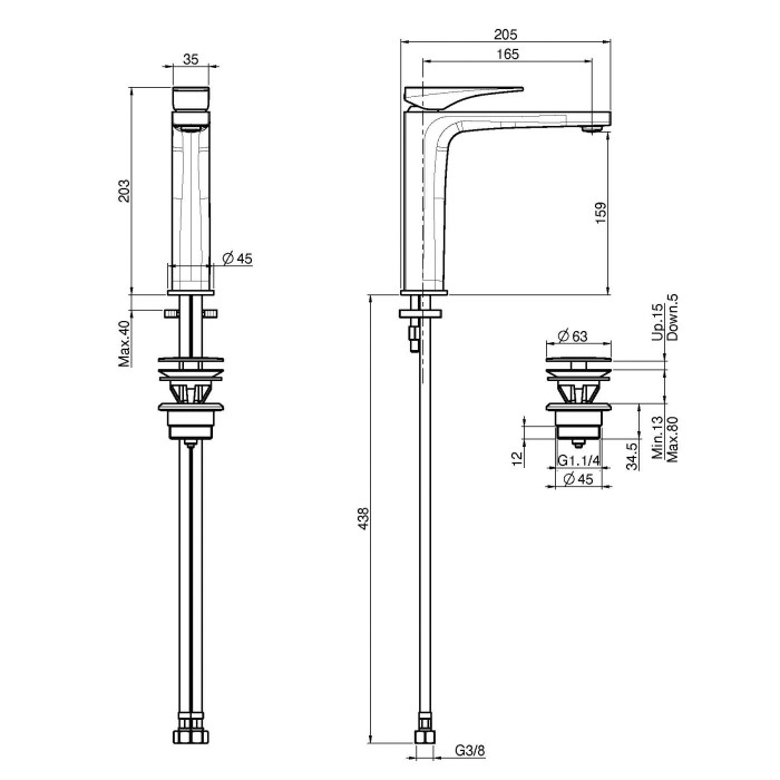 Fima Carlo Frattini Смеситель для раковины, 1 отв., Zeta, F3961LNCR.1 цвет: хром