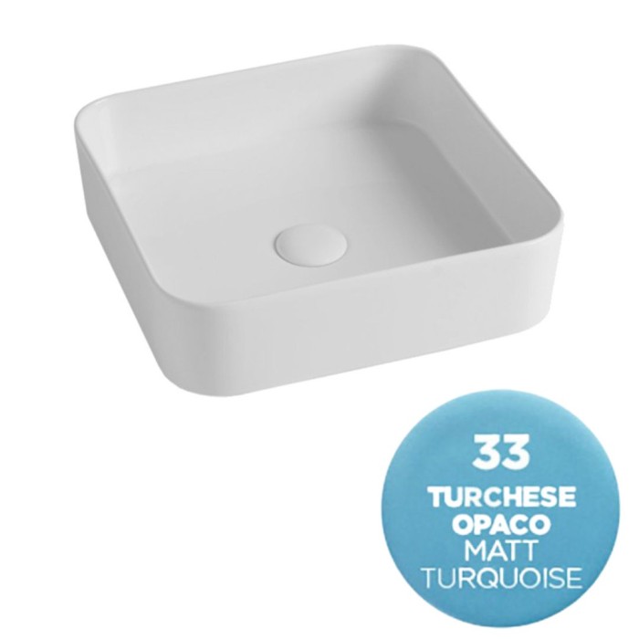 Накладная раковина, 40x40x11.5 см, Olympia ceramica Smash, голубой матовый арт. SMA42QU4033