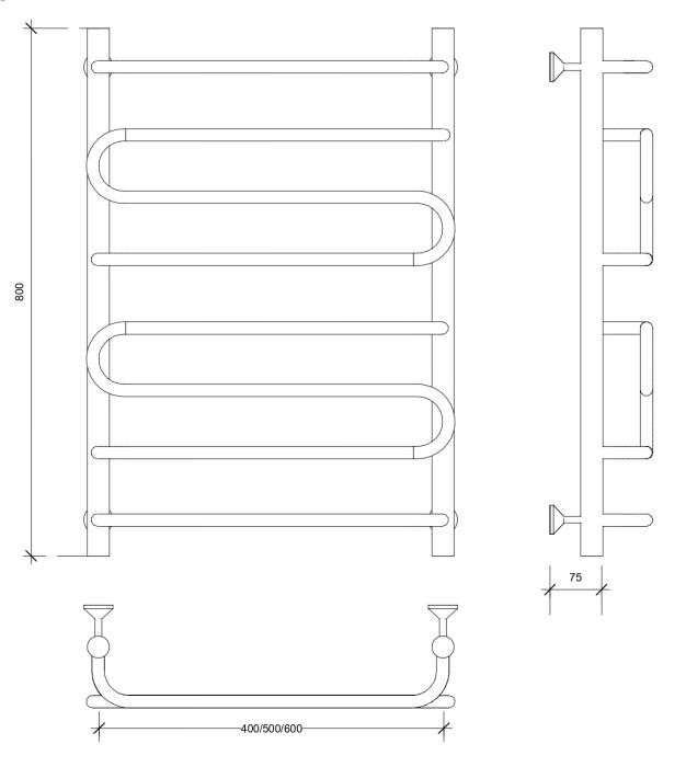 Полотенцесушитель водяной 80x40 Валенсия 2 (черный) Secado арт. 4673739224052