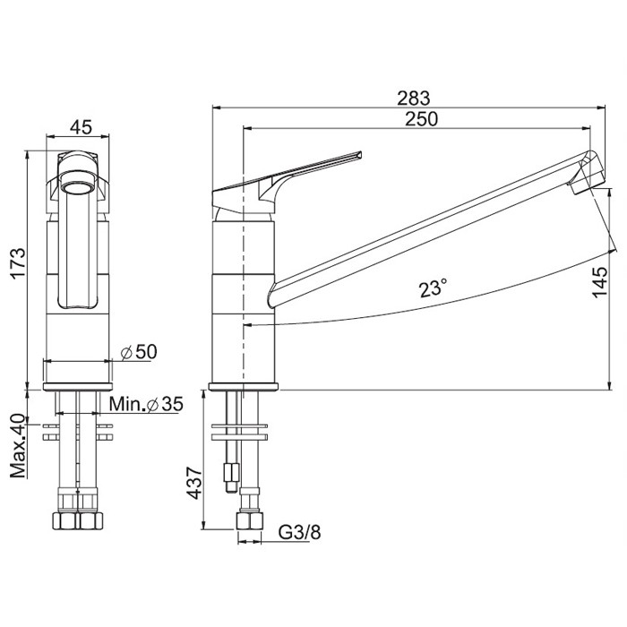 Fima Carlo Frattini Смеситель для кухни с двумя гибкими шлангами 370мм, Kitchen, F3797CR цвет: хром
