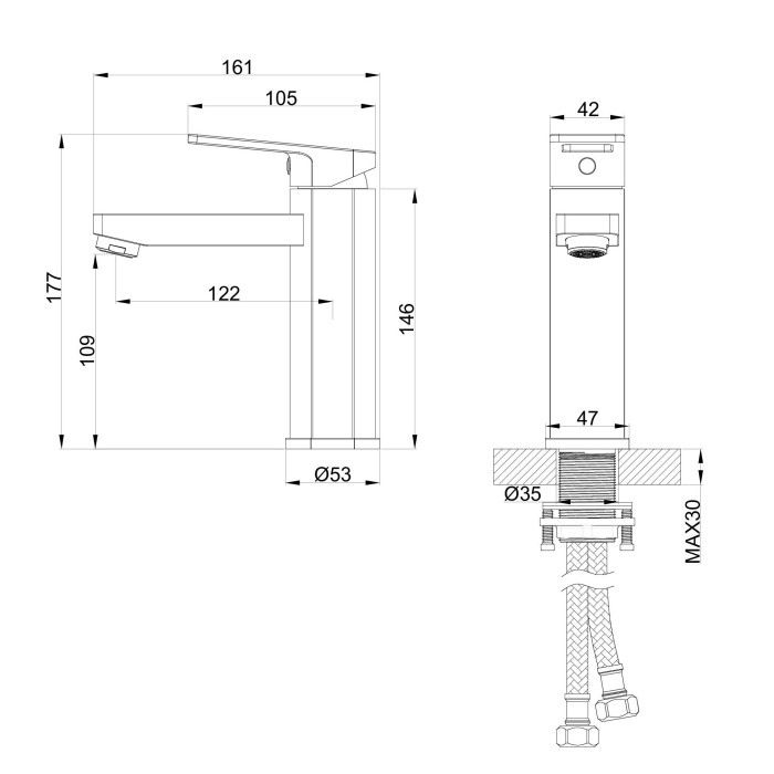 Смеситель для раковины, Wonzon & Woghand Frame, WW-88139010-BG цвет: золото