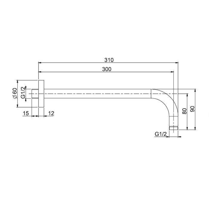 Fima Carlo Frattini Держатель верхнего душа 300 мм., настенного монтажа, Wellness, F2138CR.30 цвет: хром