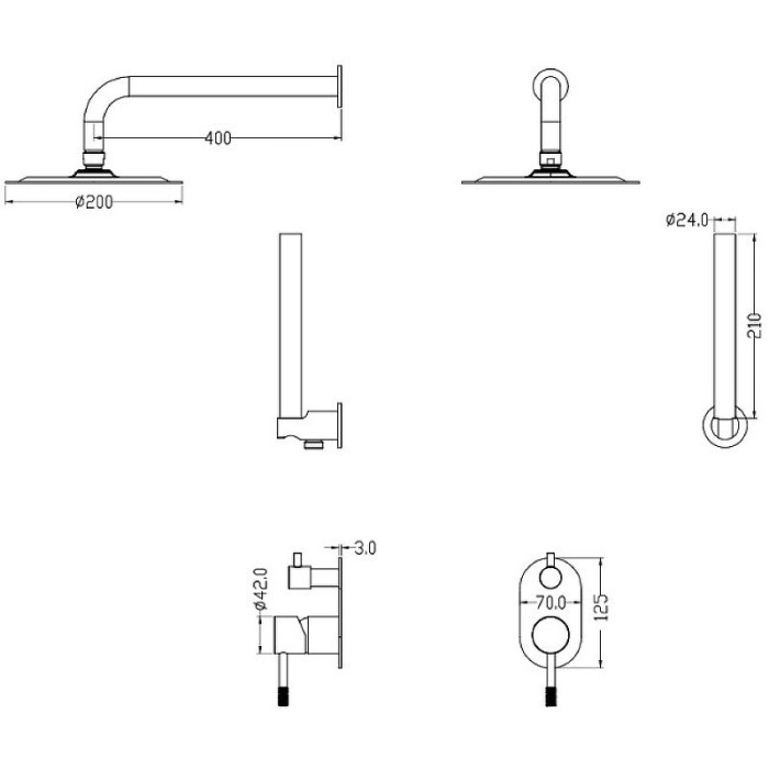 Душевой комплект, никель, Uno Boheme 464-NB