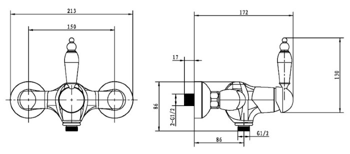 Смеситель для душа, хром, Tradizionale Chromo Boheme 264