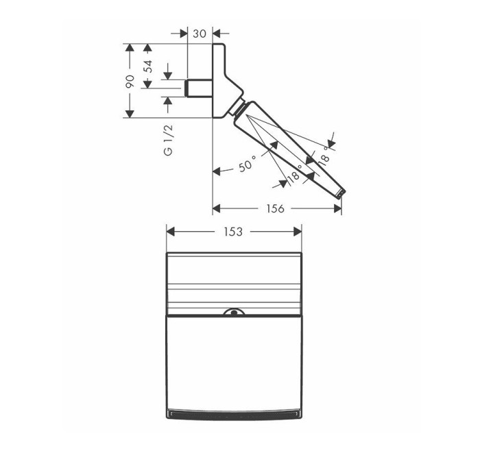 Верхний душ 150 с настенным креплением Raindance Rainfall Hansgrohe, хром арт. 26442000