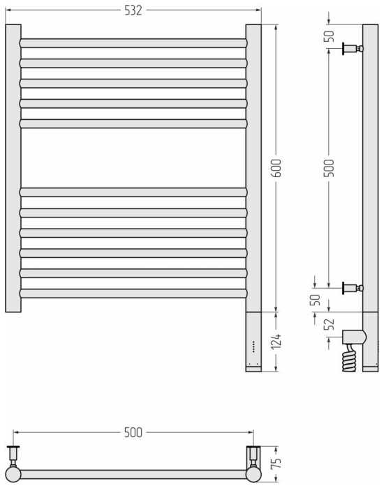 Сунержа Электрический полотенцесушитель 600x500, Богема 3.0, 032-5805-6050 цвет: матовое золото
